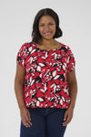 KCami - Printet bluse med Elastikkant