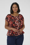 KCami - Printet bluse med Elastikkant