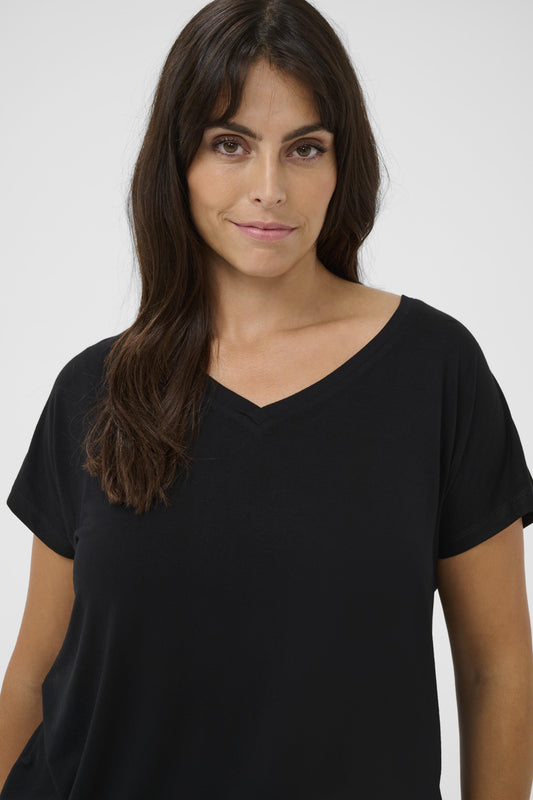KCjena - V-neck T-Shirt med Elastikbund