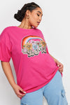 YoRainbow Print Slogan Oversized T-Shirt