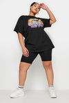 YoRainbow Print Slogan Oversized T-Shirt