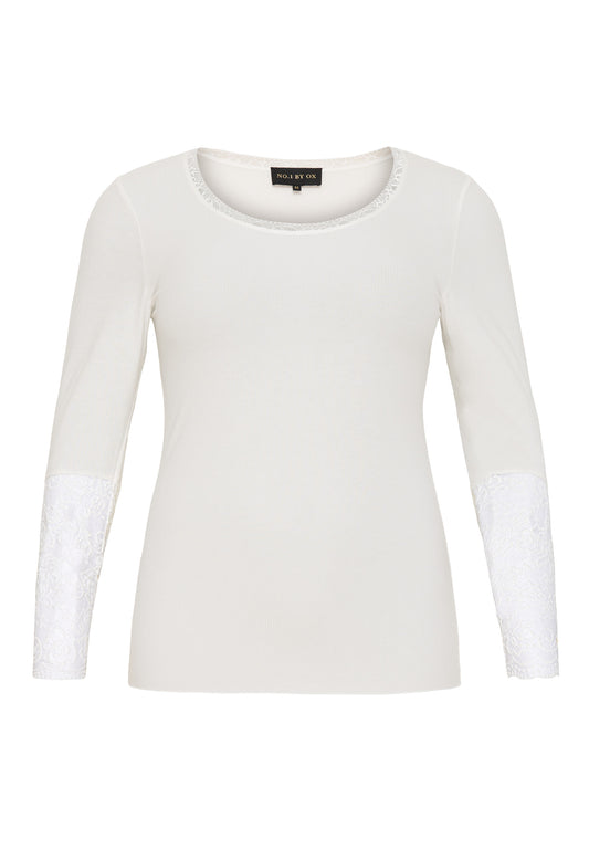 Ox62092 - Jerseybluse med blonder