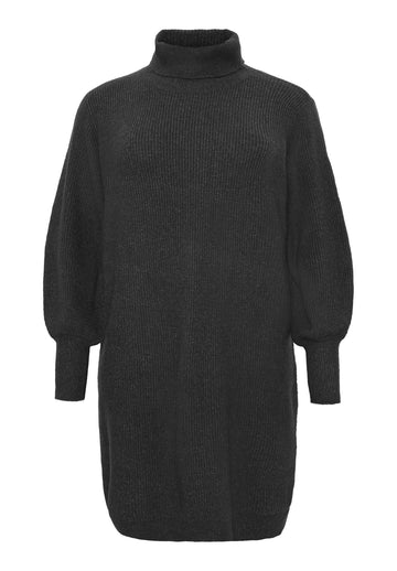 OXKnitted Dress W Rollneck And LS Balloon