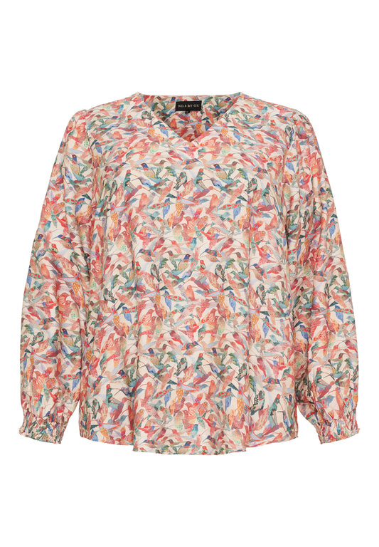 OxBluse 63220 - Bluse med fugleprint