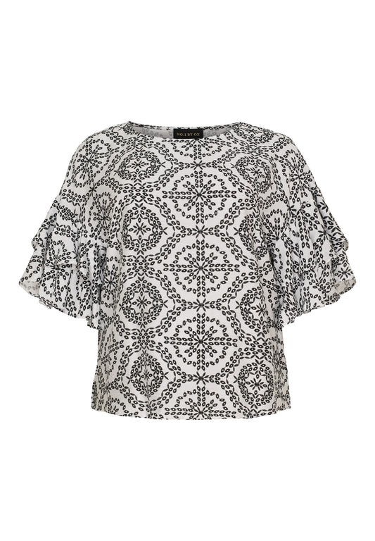 Ox63292 - bluse med volangermer