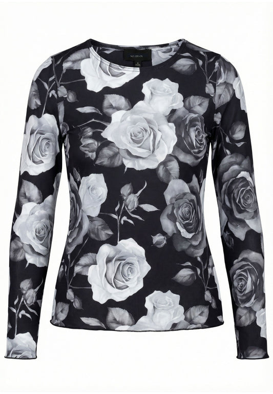 OxMesh Bluse med Blomster