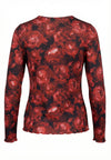 OxMesh Bluse med Røde Blomster