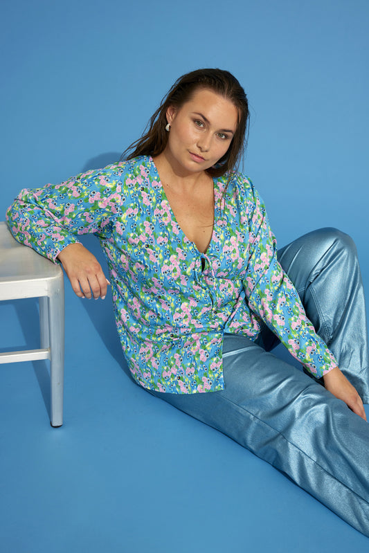 AnNaya 191 - Bluse med bindebånd