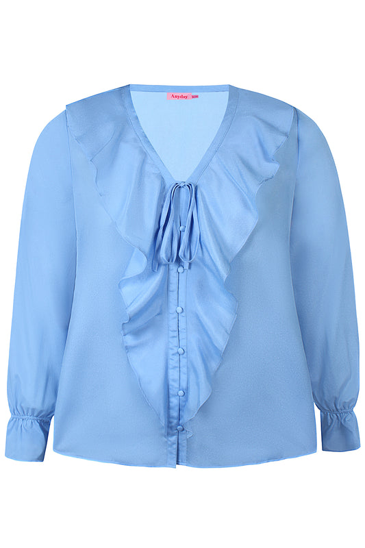 AnAriel 208 Blouse - Bluse med flæse
