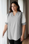 Bluse med V-hals