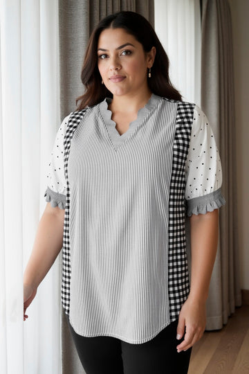Bluse med V-hals