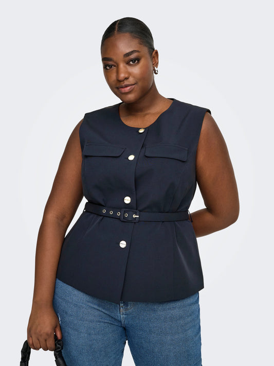 CarMia - Vest Med Bælte - Navy