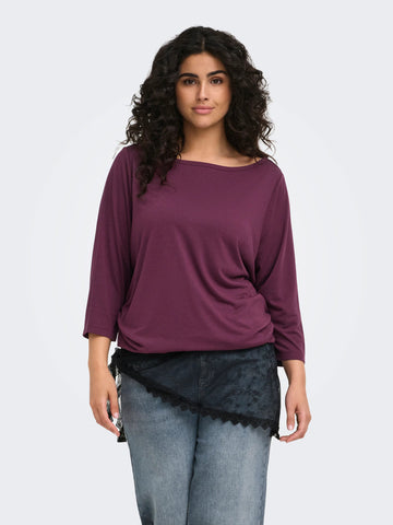 CarCarlinne - 3/4 Boatneck Top med Elastikbund