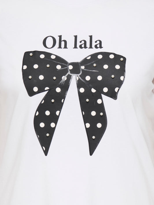 CarBeau - Kortærmet T-Shirt Med Print - Hvid