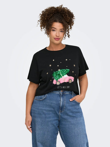 CarKita - T-shirt med Juleprint - Sort