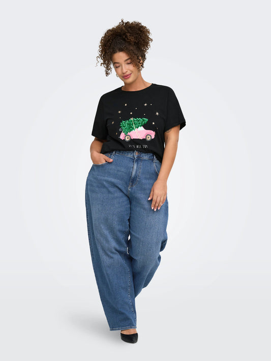 CarKita - T-shirt med Juleprint - Sort