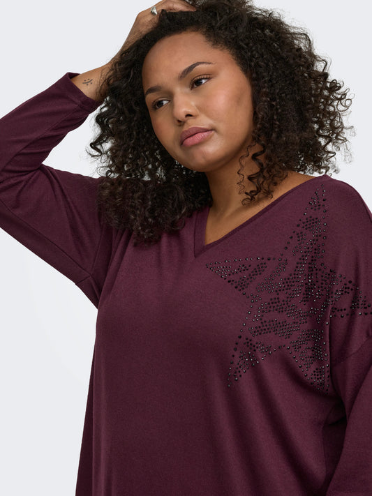 CarAlba - Bluse med Rhinsten
