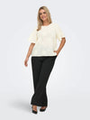 CarAnila - Bluse med Blomsterdetaljer - Cloud Dancer