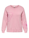 CarPetra - Strikbluse med Broderet Blomst