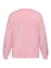 CarPetra - Strikbluse med Broderet Blomst