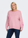 CarPetra - Strikbluse med Broderet Blomst