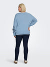 CarPetra - Strikbluse med Broderet Blomst