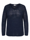CARGEENA - Strik med V-hals - Coral & Navy