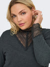 CARTILDE - Ribbluse med Blonde