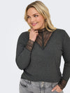 CARTILDE - Ribbluse med Blonde
