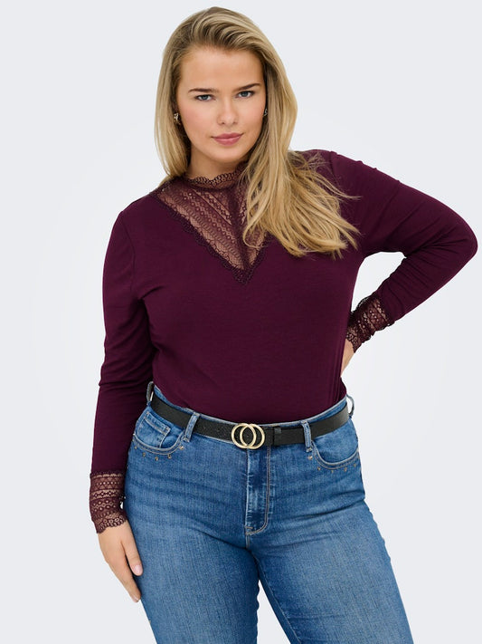CARTILDE - Ribbluse med Blonde
