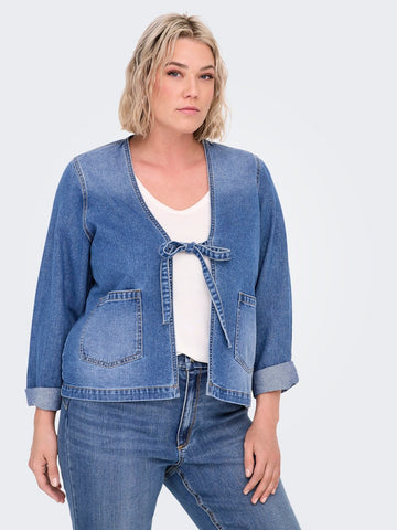 CARJENNA - Denimjakke med bindebånd