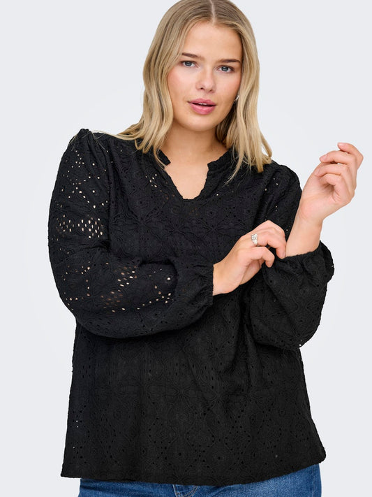 CARLUZIA - Langærmet Blonde Bluse