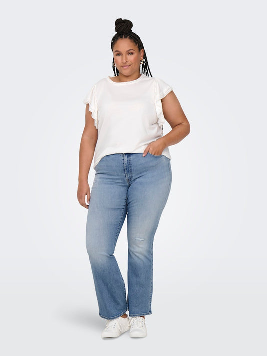 CARMAYA- Højtaljede flared jeans med push-up