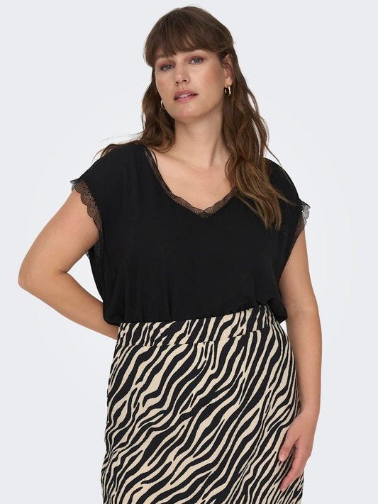 CARJASMINA - Bluse med Blondekanter