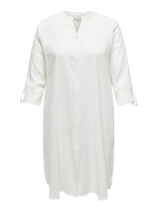 CARTOKYO L/S LINEN BLEND DRESS