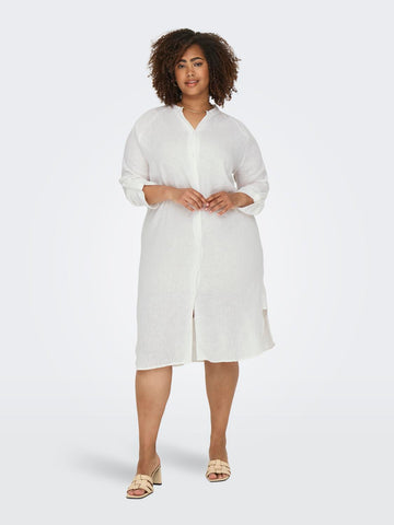 CARTOKYO L/S LINEN BLEND DRESS