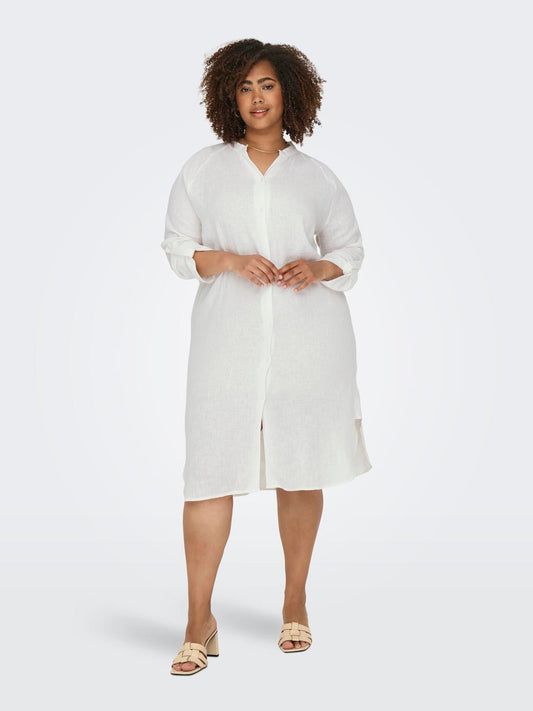 CARTOKYO L/S LINEN BLEND DRESS