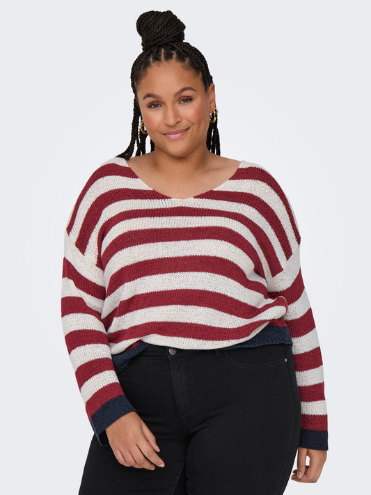 CARGENNA - Strikbluse med V-hals
