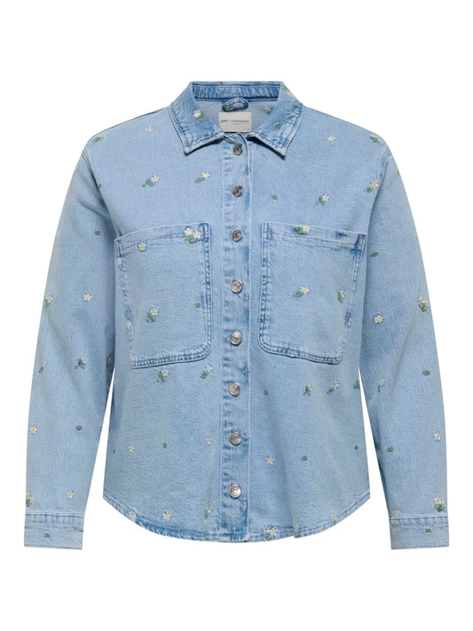 CARCASSIE - Oversize Denim Skjorte/jakke med Broderi