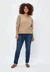 PeRosalia - Strikbluse med V-hals