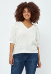 PeRosalia - Strikbluse med V-hals