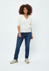 PeRosalia - Strikbluse med V-hals
