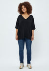 PeRosalinda Rosebell - Bluse med V-hals