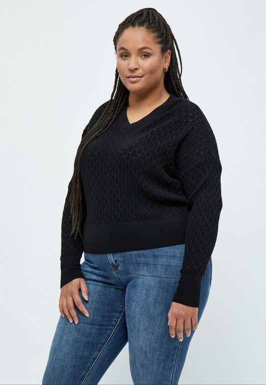 PeRosalia - Strikbluse med V-hals