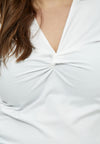 PeNina - T-shirt med V-hals og knude-detalje