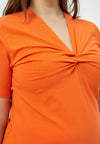 PeNina - T-shirt med V-hals og knude-detalje