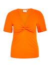 PeNina - T-shirt med V-hals og knude-detalje