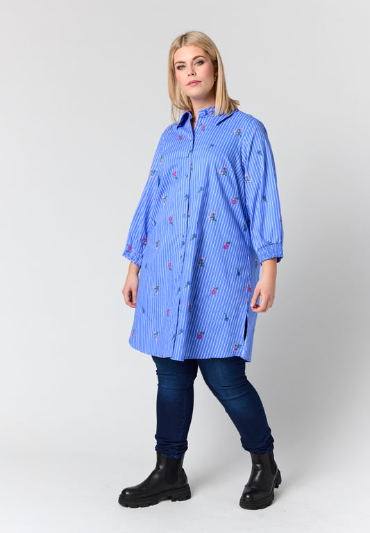 StEmilie -Stribet Skjorte med Broderi