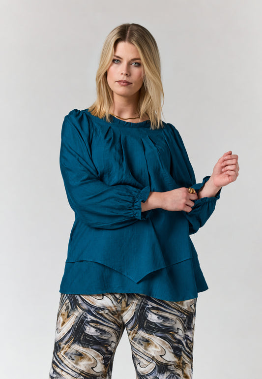 StMargrethe - Bluse med Lag og Flæser