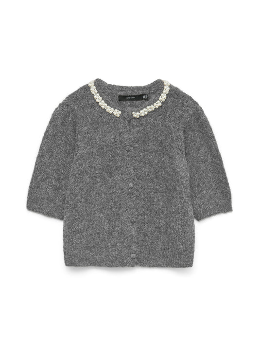 VmcOcean - Kortærmet Cardigan Med Perler
